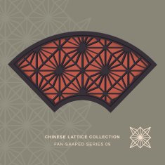 Chinese window tracery lattice fan shaped frame 09 diamond flower
