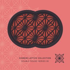 Chinese window tracery lattice double round frame 09 diamond flower