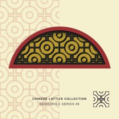 Chinese window tracery lattice semicircle frame 08 cross round