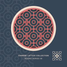Chinese window tracery lattice round frame 08 cross