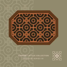 Chinese window tracery lattice polygon frame 08 cross round