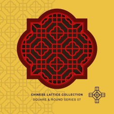 Chinese window tracery lattice square round frame 07 cross