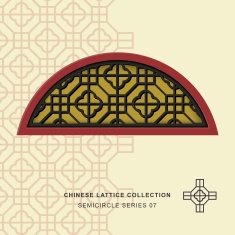 Chinese window tracery lattice semicircle frame 07 cross square