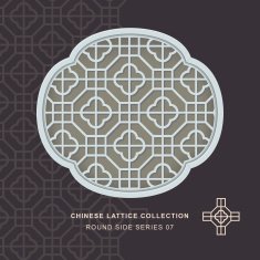 Chinese window tracery lattice round side frame 07 cross square