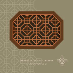Chinese window tracery lattice polygon frame 07 cross square