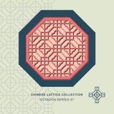 Chinese window tracery lattice octagon frame 07 cross square
