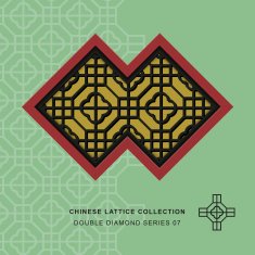 Chinese window tracery lattice double diamond frame 07 cross square