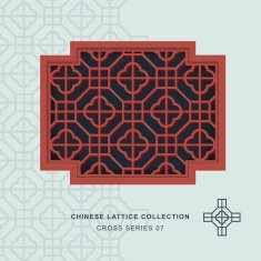 Chinese window tracery lattice cross frame 07 square