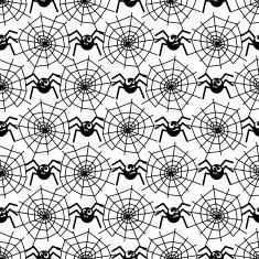 Seamless pattern with spiders and spider webs