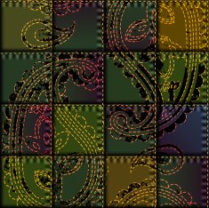 Patchwork with embroidery of paisley ornament