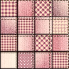 Patchwork of pink denim fabric