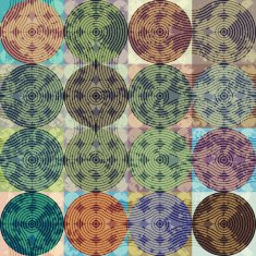 Grunge geometric pattern of squares and circles