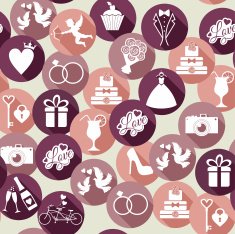 Wedding seamless pattern of icons in circle