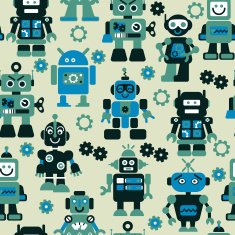 Robots color seamless pattern