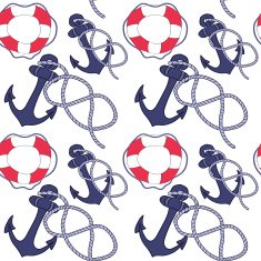 Anchor Marine Ship Lifebuoy Seamless Pattern