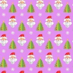 Cute pattern with Santa Claus and Fir-tree