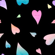 Seamless pattern with watercolor hearts N3