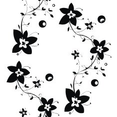 Black and white seamless floral texture