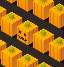 Seamless isometric pumpkins pattern