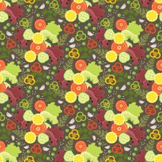 Ornament from vegetables on a brown background
