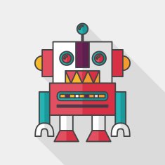 vintage robot flat icon with long shadow eps 10 N12