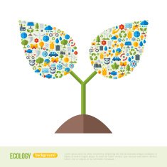Sprout with Ecology Icons Pattern