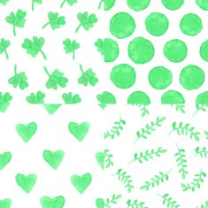 Watercolor blue plant drop polka dot seamless pattern set N2