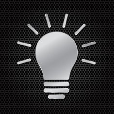 Silver light lamp Idea symbol on dark background