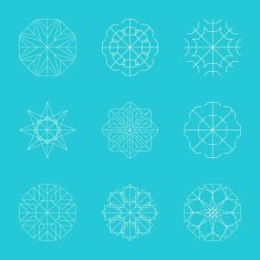 Vector set of snowflakes Minimalist New Year 2016