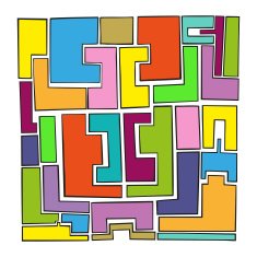 Geometric colorful abstract style square on white background