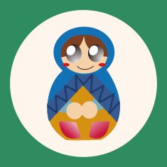 Matryoshka Russian traditional wooden doll vector pattern el N5