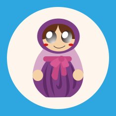 Matryoshka Russian traditional wooden doll vector pattern el N7