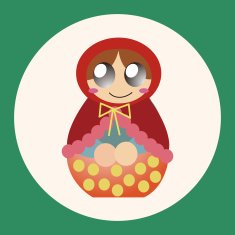 Matryoshka Russian traditional wooden doll vector pattern el N13