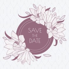 Vector floral round frame and seamless leaf pattern Vintage background