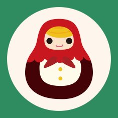 Matryoshka Russian traditional wooden doll vector pattern el N14