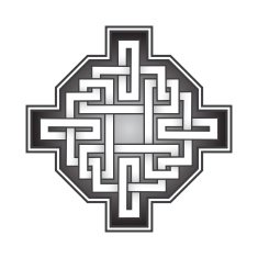 Cruciform logo template in Celtic knots style