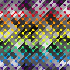 Colorful droplet pattern on gray background