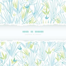 Blue bamboo branches torn frame seamless pattern background