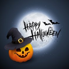 Halloween Party Background with Pumpkin and Moon in the Back N2