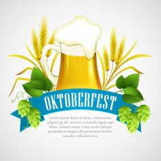 Oktoberfest Background with Beer Poster template Vector illustration N7