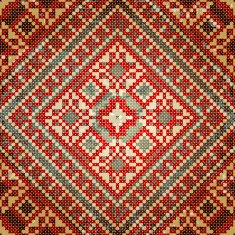 Grunge embroisery pattern in retro style