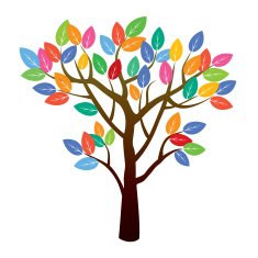 Tree and Color Leafs Vector Illustration