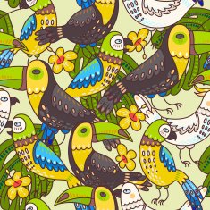 Seamless macaw and toucan N3
