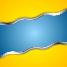 Yellow blue contrast background with metal waves