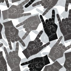 Rock on sign seamless pattern rock and roll idea N2