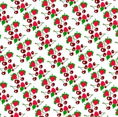 Color pattern of strawberries and cherries on a white background