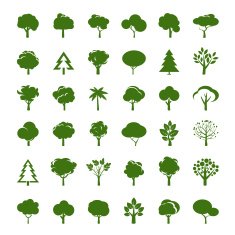 Set of Green Trees Vector symbol and icon