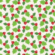 Seamless pattern of holly berry sprig illustration