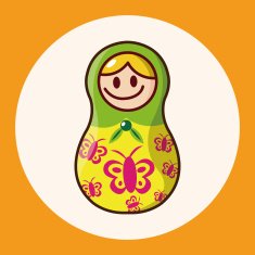 Matryoshka Russian traditional wooden doll vector pattern el N24