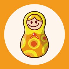Matryoshka Russian traditional wooden doll vector pattern el N25